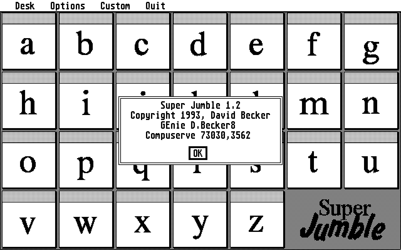 Super Jumble atari screenshot